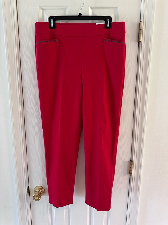 Chico's Pants - Chico’s So Slimming Brigitte Slim Leg Pants Red Ankle Beaded Hem Size 2R (12)